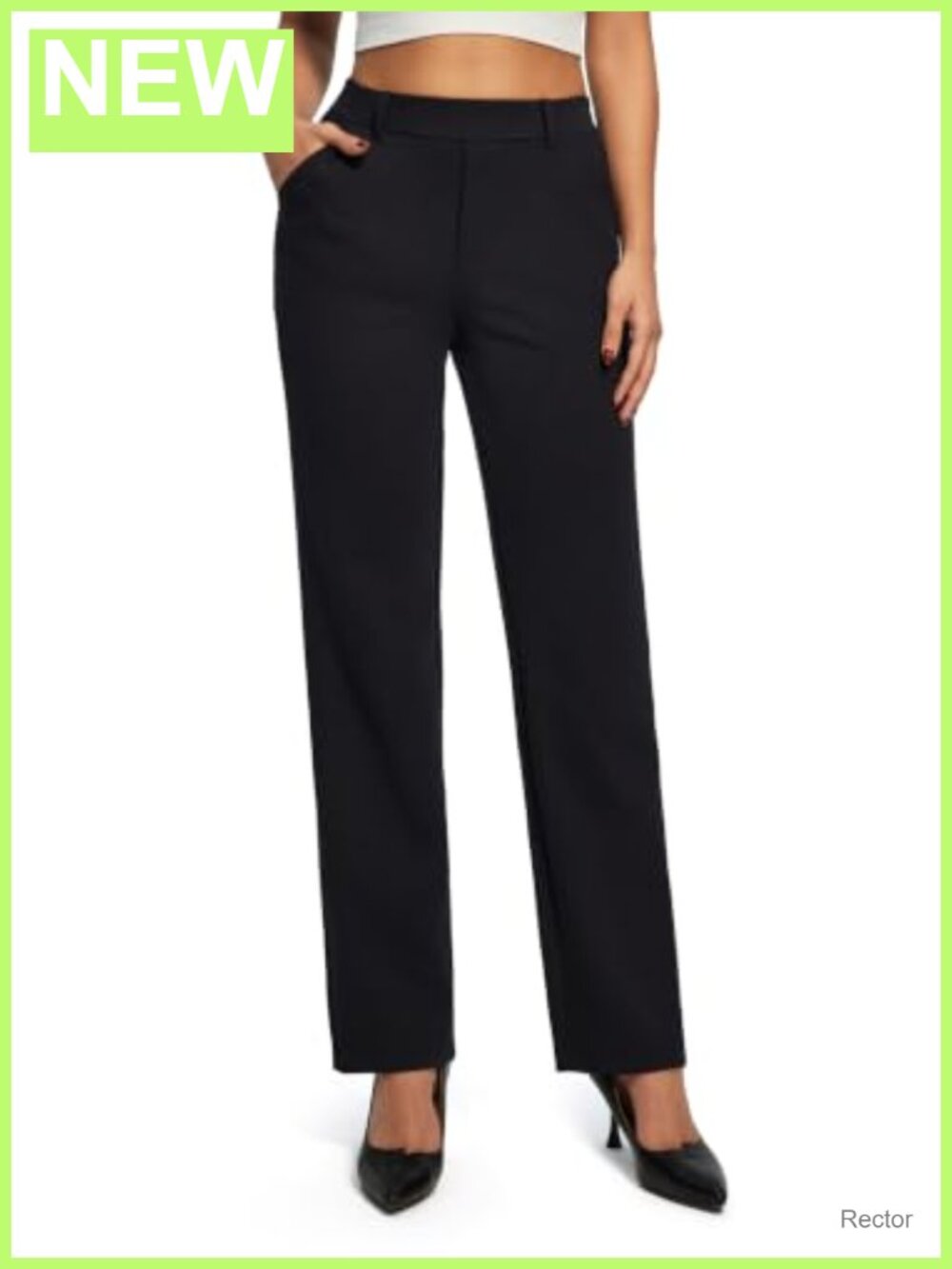 Straight Leg Dress Pants Women Work Stretchy Business Casual Pull On Cotton